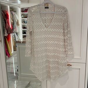 𝅺JORDAN taylor white lace womens swim beach cover up. Size large L